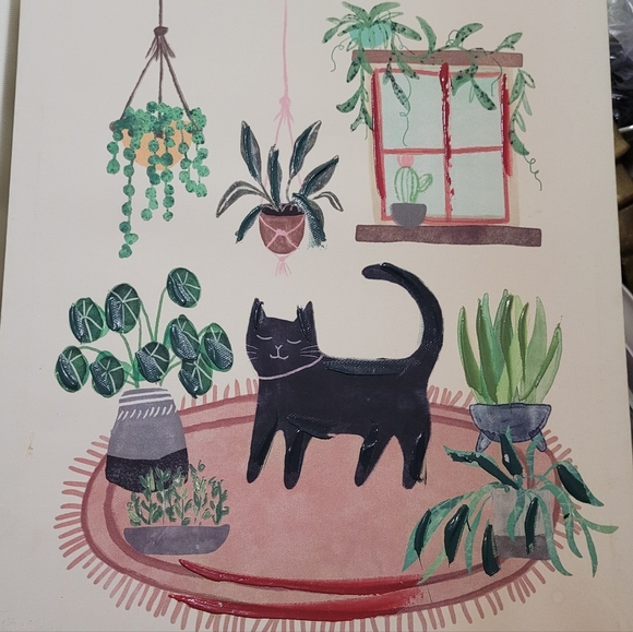 2 Fun Cat Prints on Canvas Vivid Colors paint over print giving 3D effect signed - Picture 3 of 8